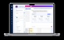 SPRY's AI-powered scheduling and practice management interface displayed on a laptop screen, featuring an assistant side panel ("Find slots with AI") that suggests patient or client availability based on specified parameters.